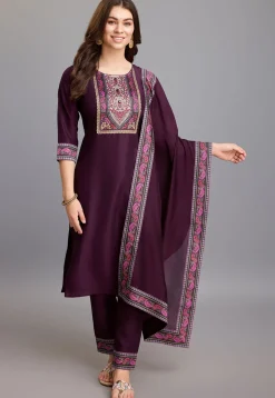 Digital Printed Chinon Silk Pakistani Suit in Purple
