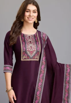 Digital Printed Chinon Silk Pakistani Suit in Purple