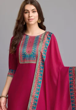 Digital Printed Chinon Silk Pakistani Suit in Pink