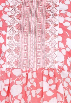 Digital Printed Cotton A Line Kurti in Peach
