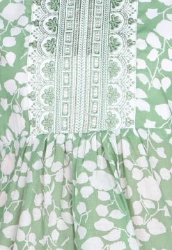 Digital Printed Cotton A Line Kurti in Pastel Green