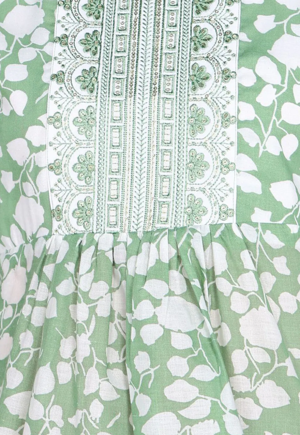 Digital Printed Cotton A Line Kurti in Pastel Green