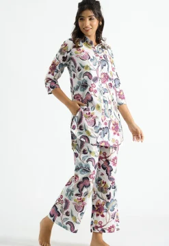 Digital Printed Cotton Co Ord Set in Off White