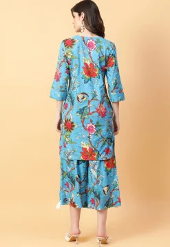 Digital Printed Cotton Co Ord Set in Blue