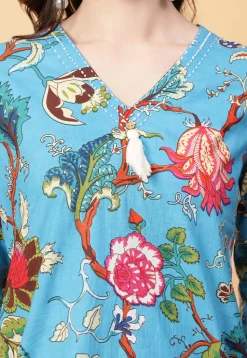 Digital Printed Cotton Co Ord Set in Blue