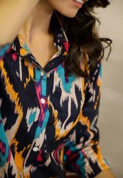 Digital Printed Cotton Co Ord Set in Navy Blue