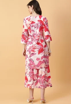 Digital Printed Cotton Co Ord Set in Off White