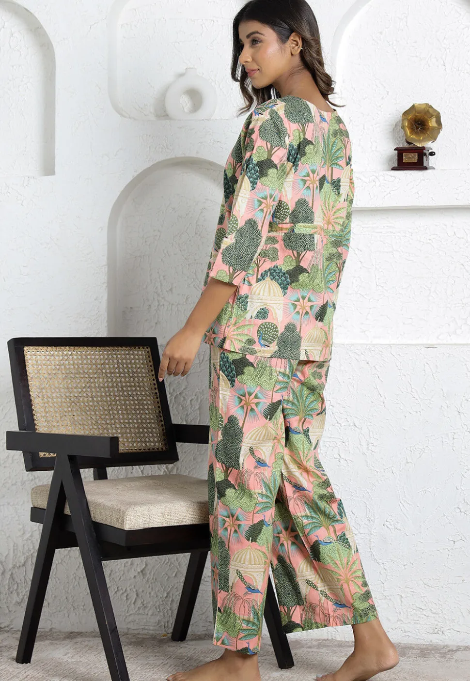Digital Printed Cotton Co Ord Set in Pink