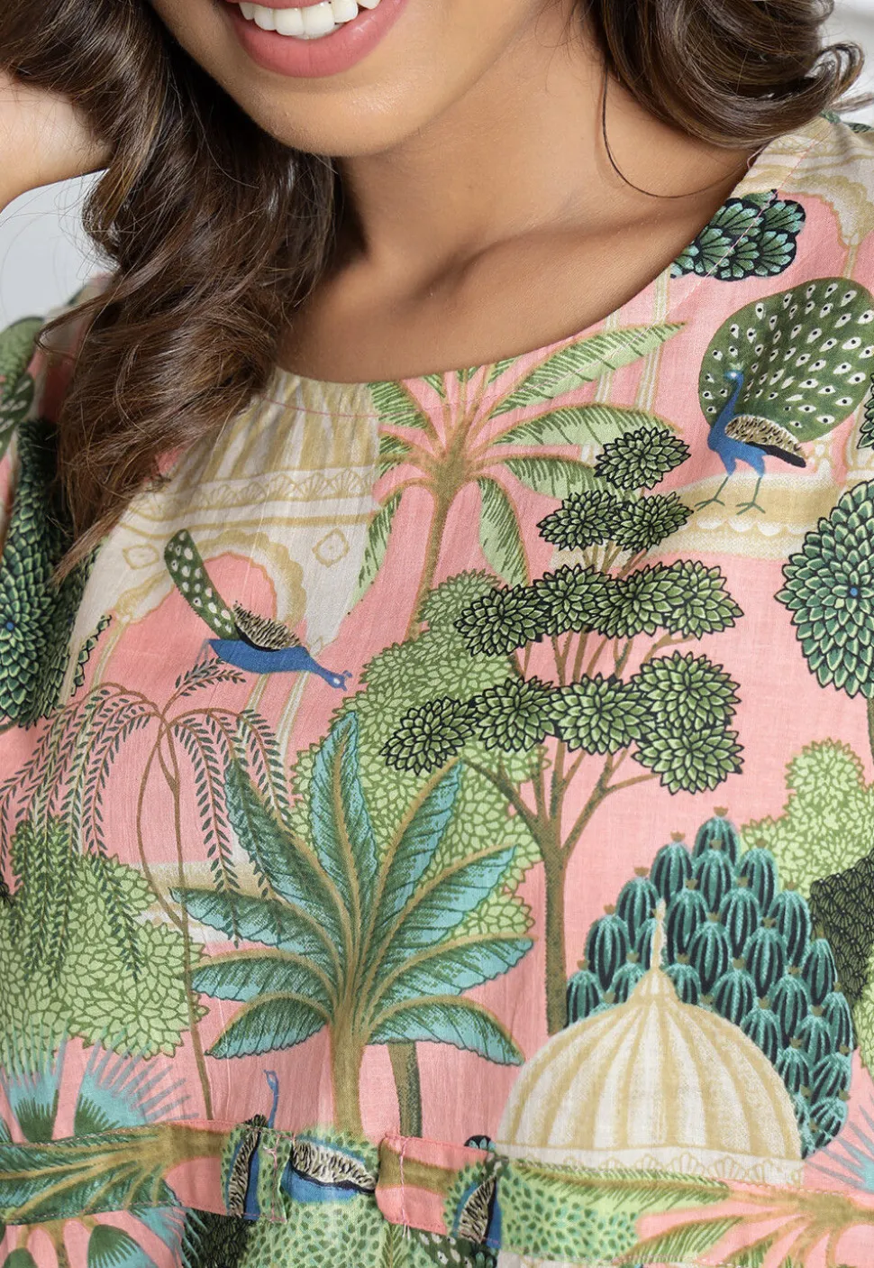Digital Printed Cotton Co Ord Set in Pink