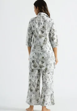 Digital Printed Cotton Co Ord Set in Off White