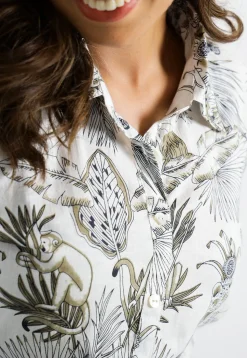 Digital Printed Cotton Co Ord Set in Off White