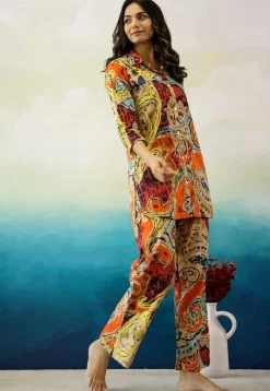 Digital Printed Cotton Co Ord Set in Multicolor