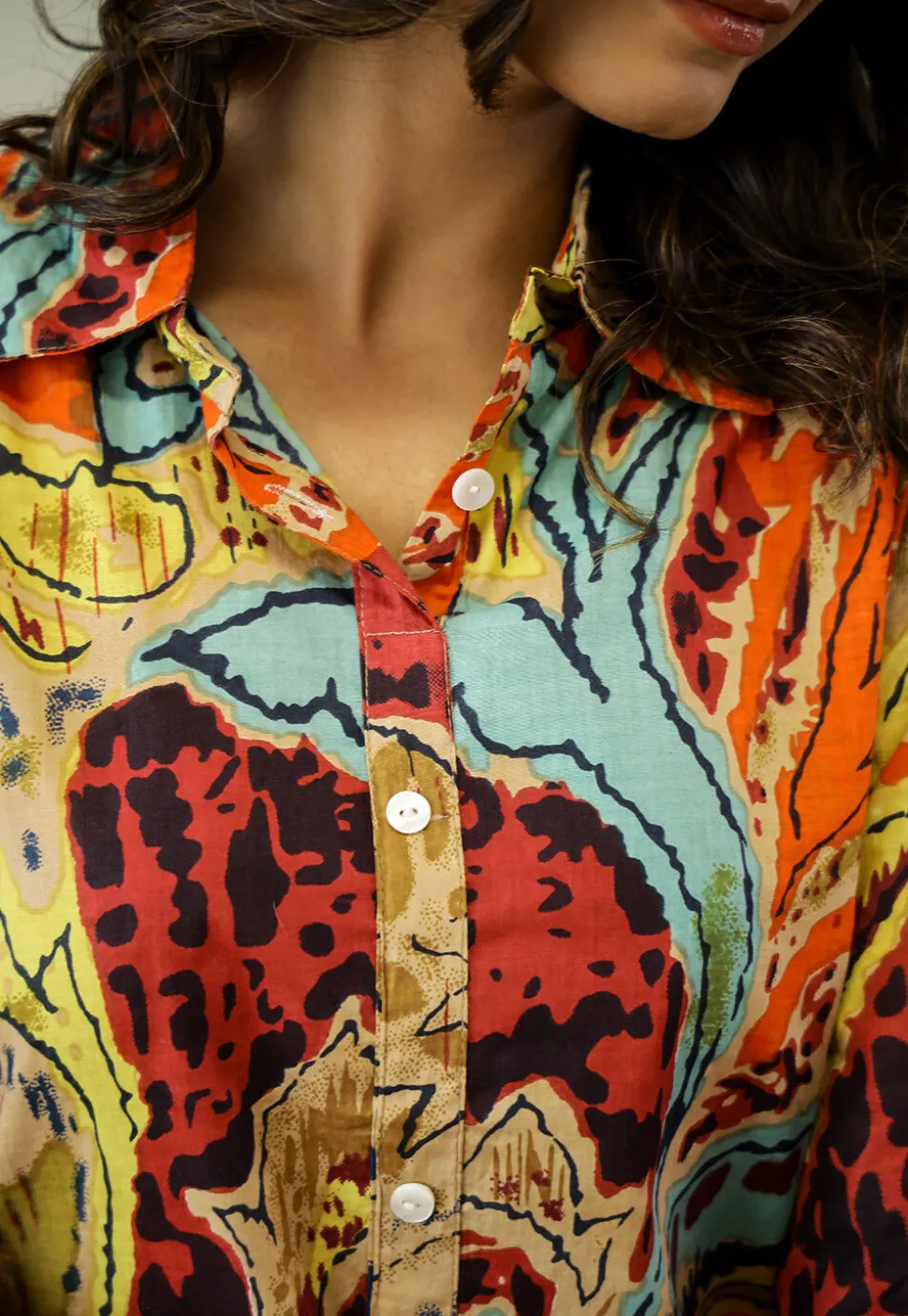 Digital Printed Cotton Co Ord Set in Multicolor