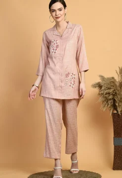 Digital Printed Cotton Co Ord Set in Peach