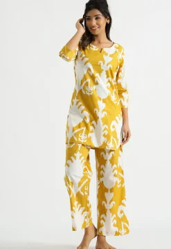 Digital Printed Cotton Co Ord Set in Yellow