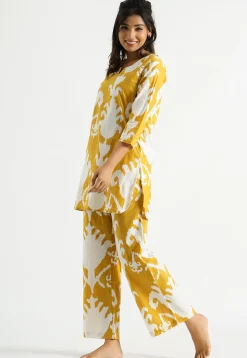 Digital Printed Cotton Co Ord Set in Yellow