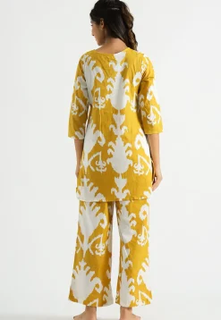 Digital Printed Cotton Co Ord Set in Yellow