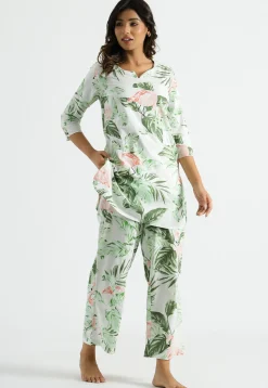 Digital Printed Cotton Co Ord Set in White