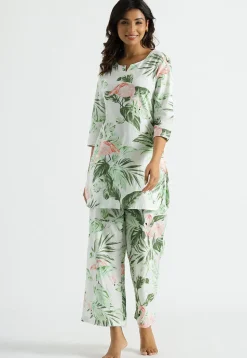 Digital Printed Cotton Co Ord Set in White