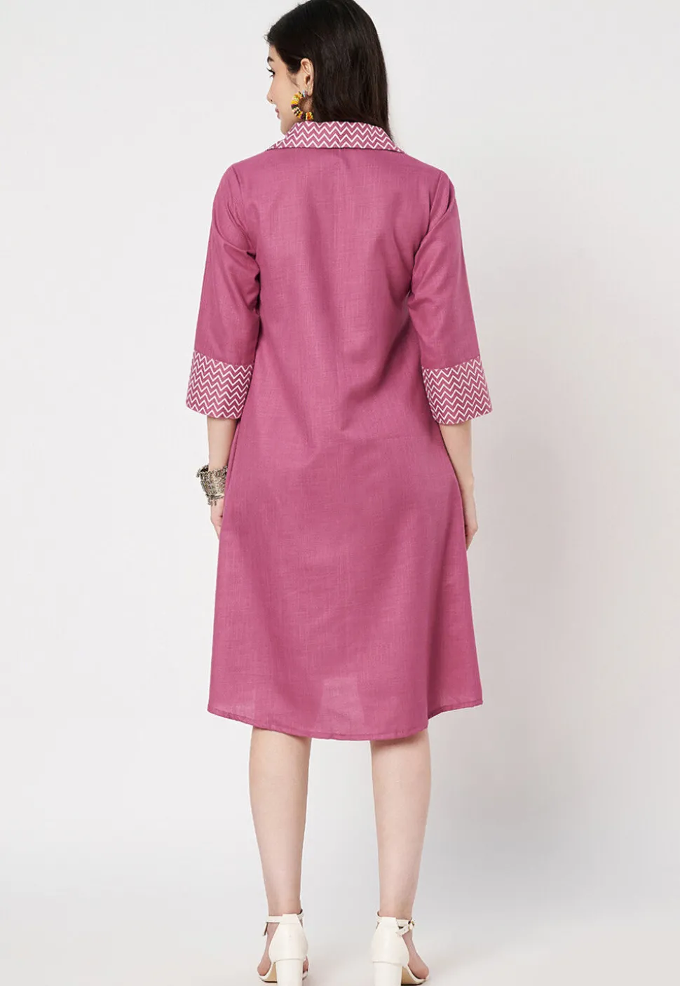Digital Printed Cotton Dress in Pink