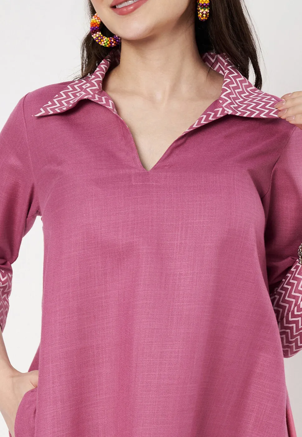 Digital Printed Cotton Dress in Pink