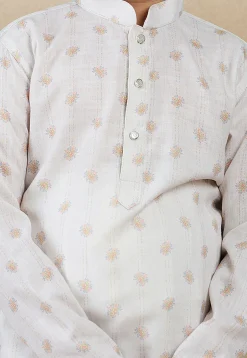 Digital Printed Cotton Kurta Set in Off White