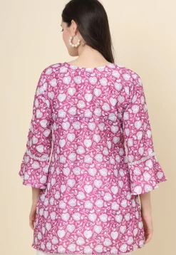 Digital Printed Cotton Kurti in Purple