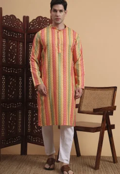 Digital Printed Cotton Kurta in Multicolor