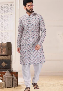 Digital Printed Cotton Kurta Set in Multicolor