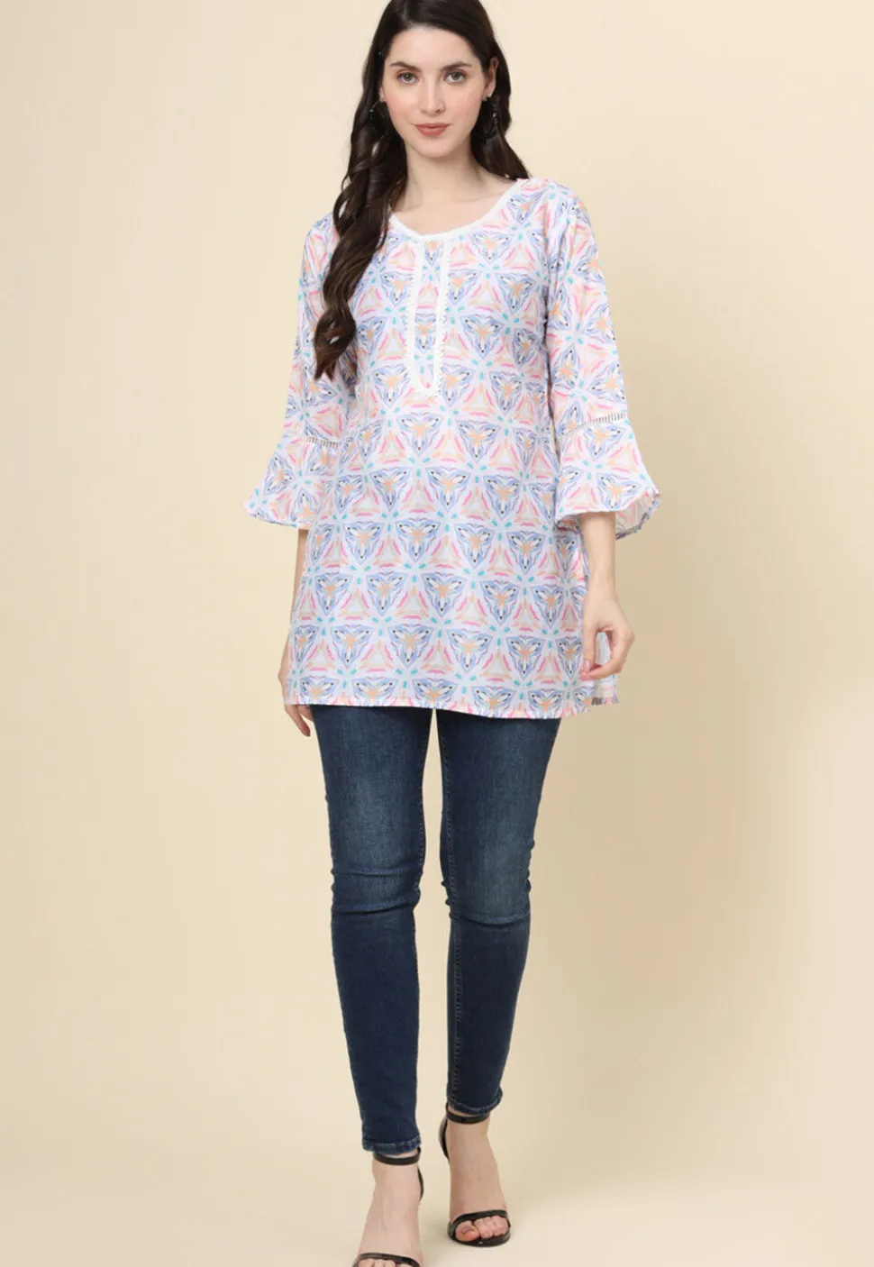 Digital Printed Cotton Kurti in Multicolor