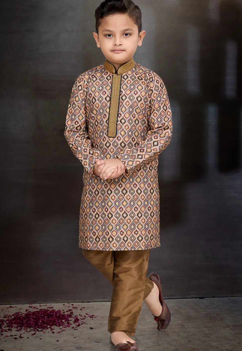 Digital Printed Cotton Kurta Set in Multicolor