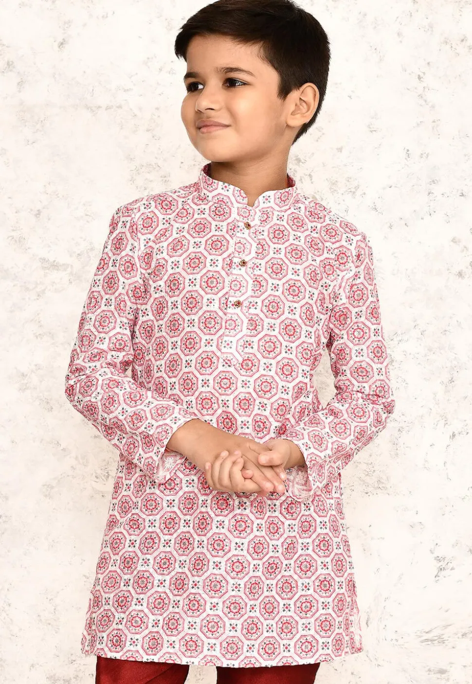 Digital Printed Cotton Kurta in White
