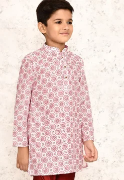 Digital Printed Cotton Kurta in White