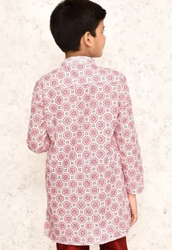 Digital Printed Cotton Kurta in White