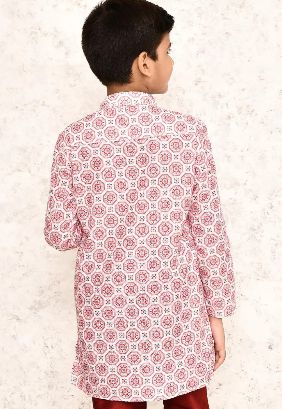 Digital Printed Cotton Kurta in White