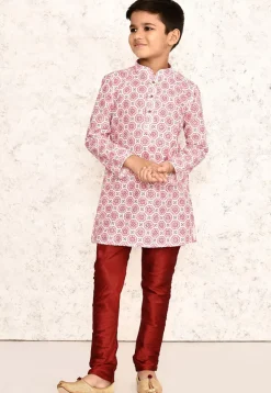 Digital Printed Cotton Kurta in White