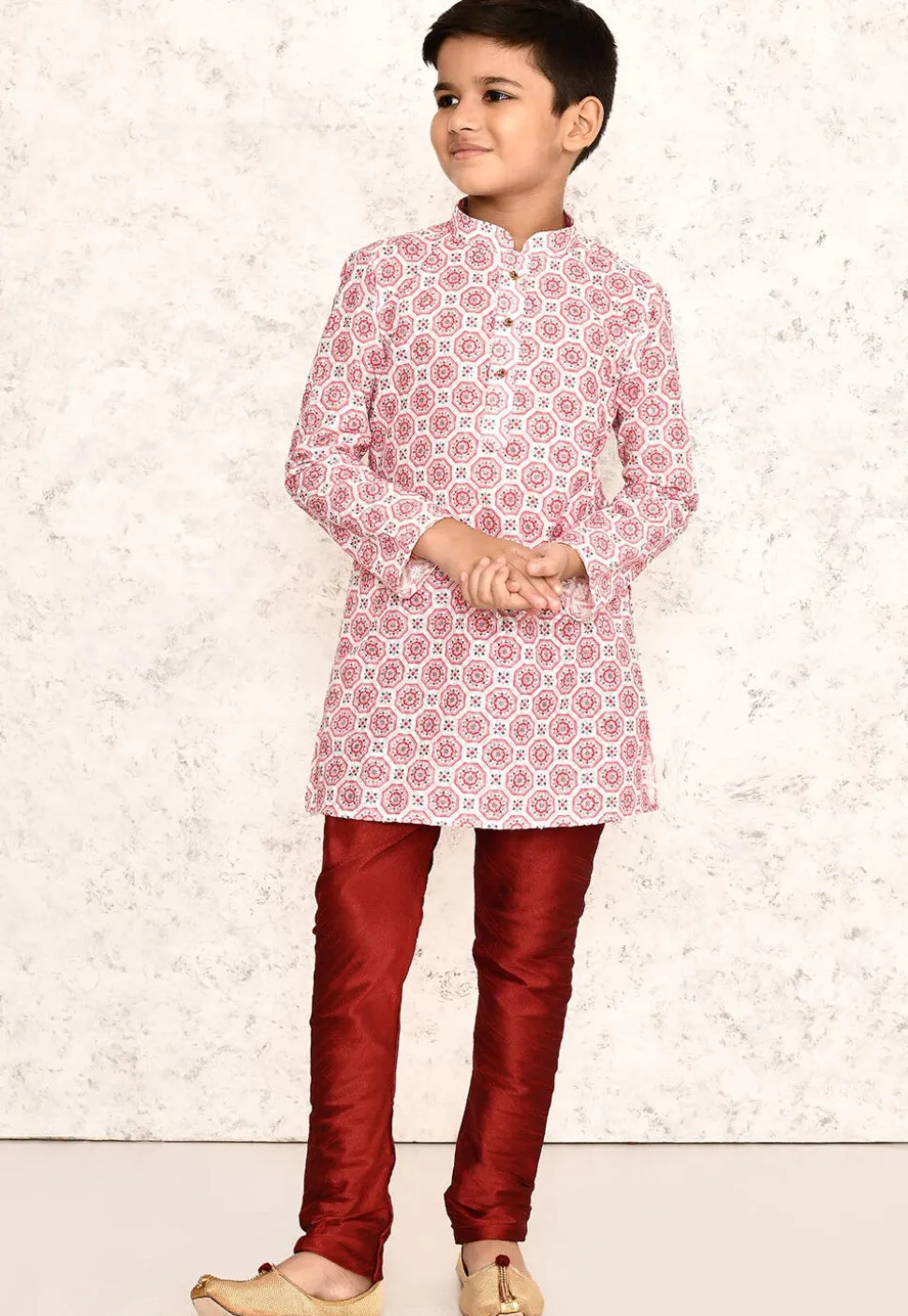 Digital Printed Cotton Kurta in White