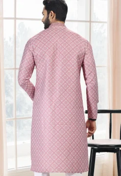 Digital Printed Cotton Kurta in Pink