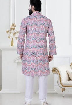 Digital Printed Cotton Kurta Set in Multicolor