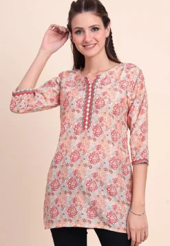 Digital Printed Cotton Kurti in Multicolor
