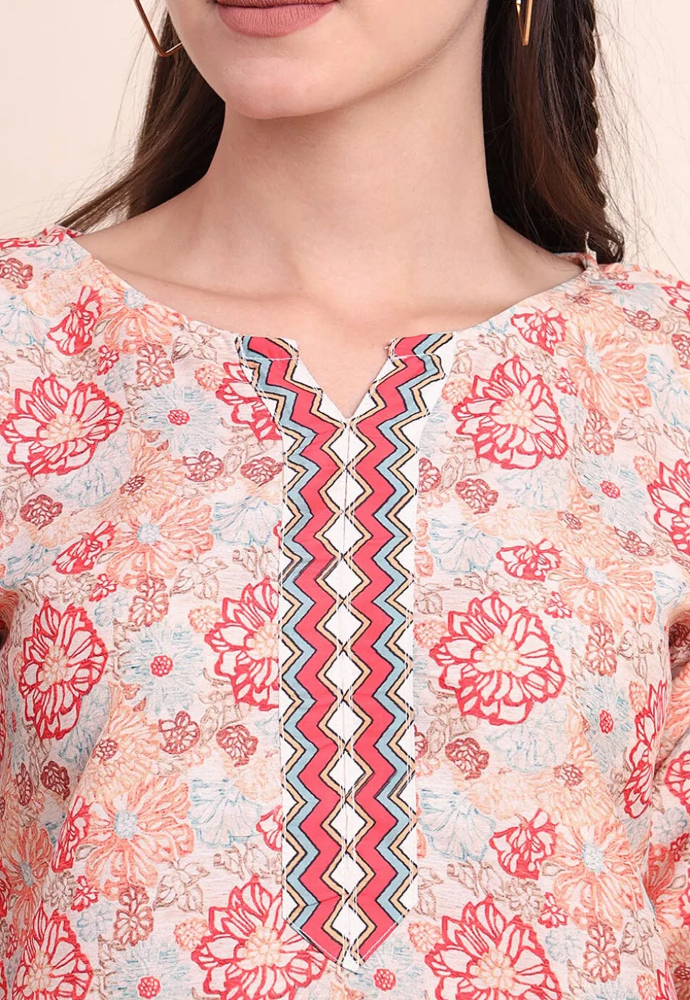 Digital Printed Cotton Kurti in Multicolor