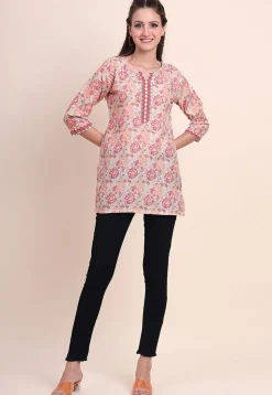 Digital Printed Cotton Kurti in Multicolor