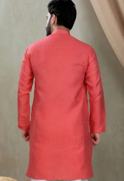 Digital Printed Cotton Kurta in Red
