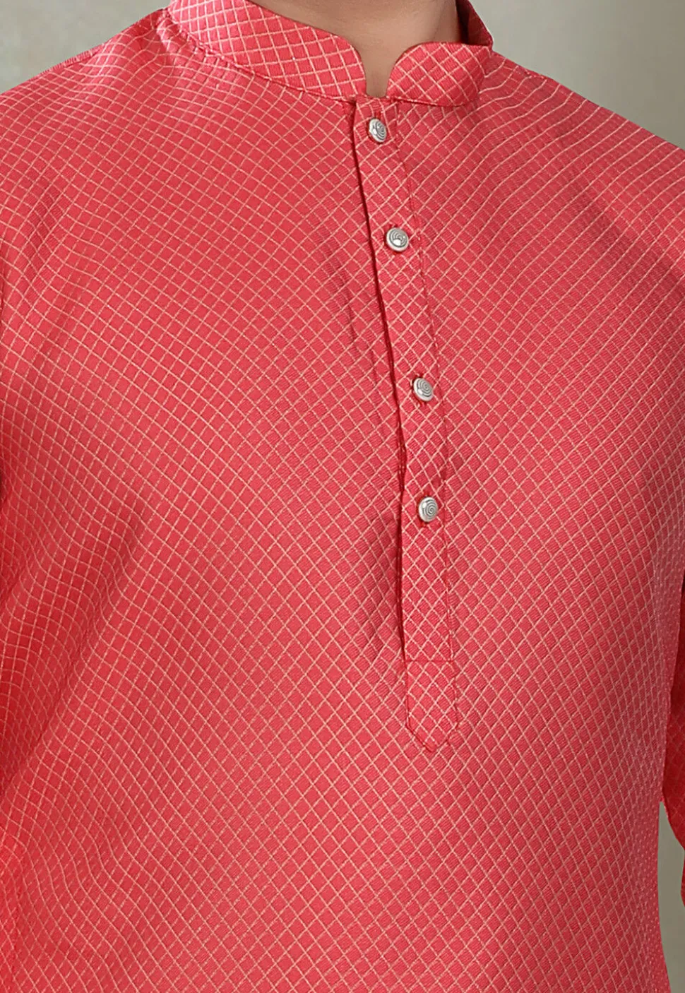 Digital Printed Cotton Kurta in Red