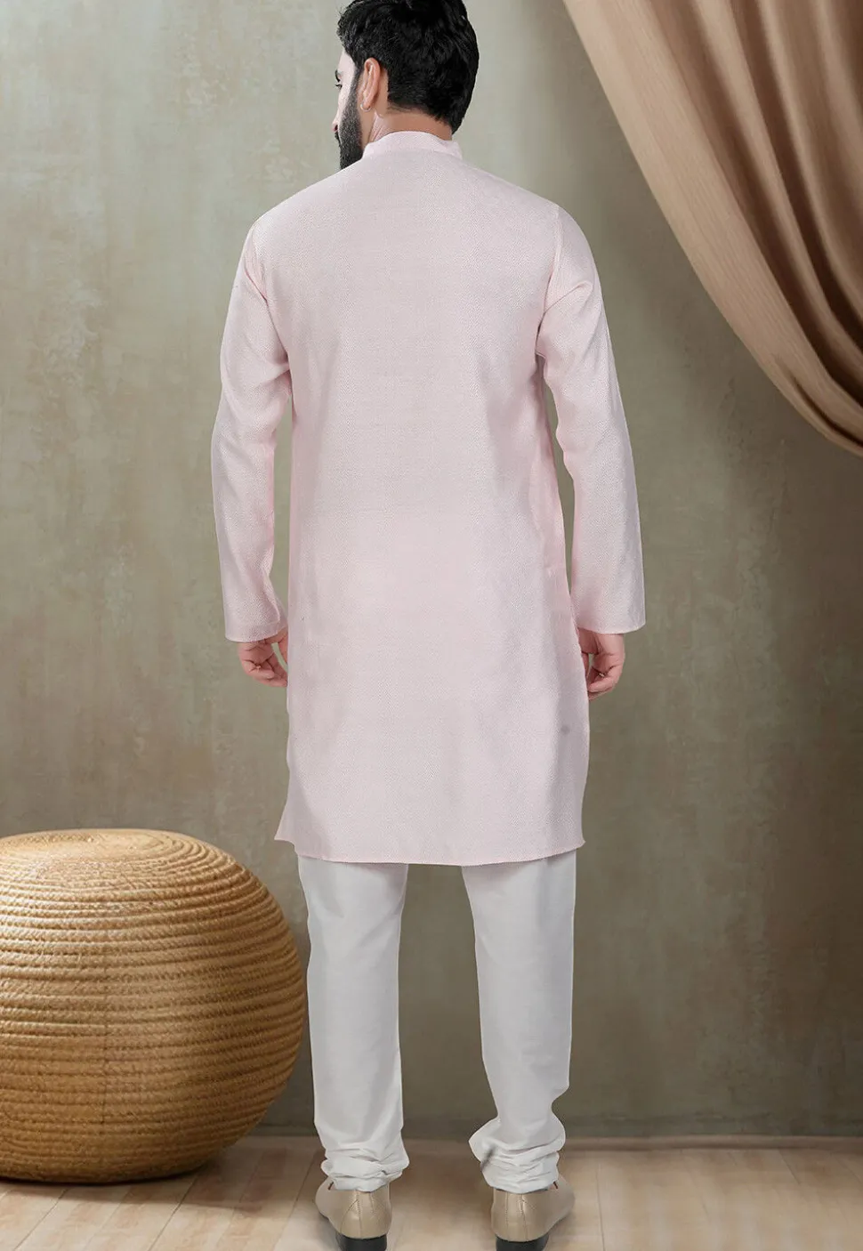 Digital Printed Cotton Kurta Set in Pink