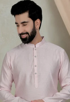 Digital Printed Cotton Kurta Set in Pink