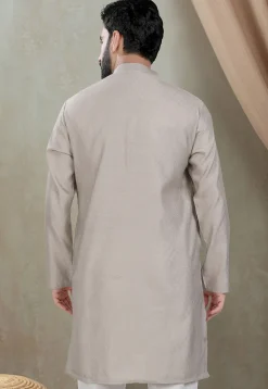 Digital Printed Cotton Kurta in Grey