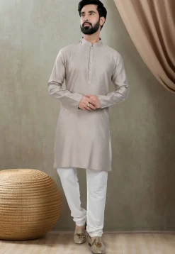 Digital Printed Cotton Kurta in Grey