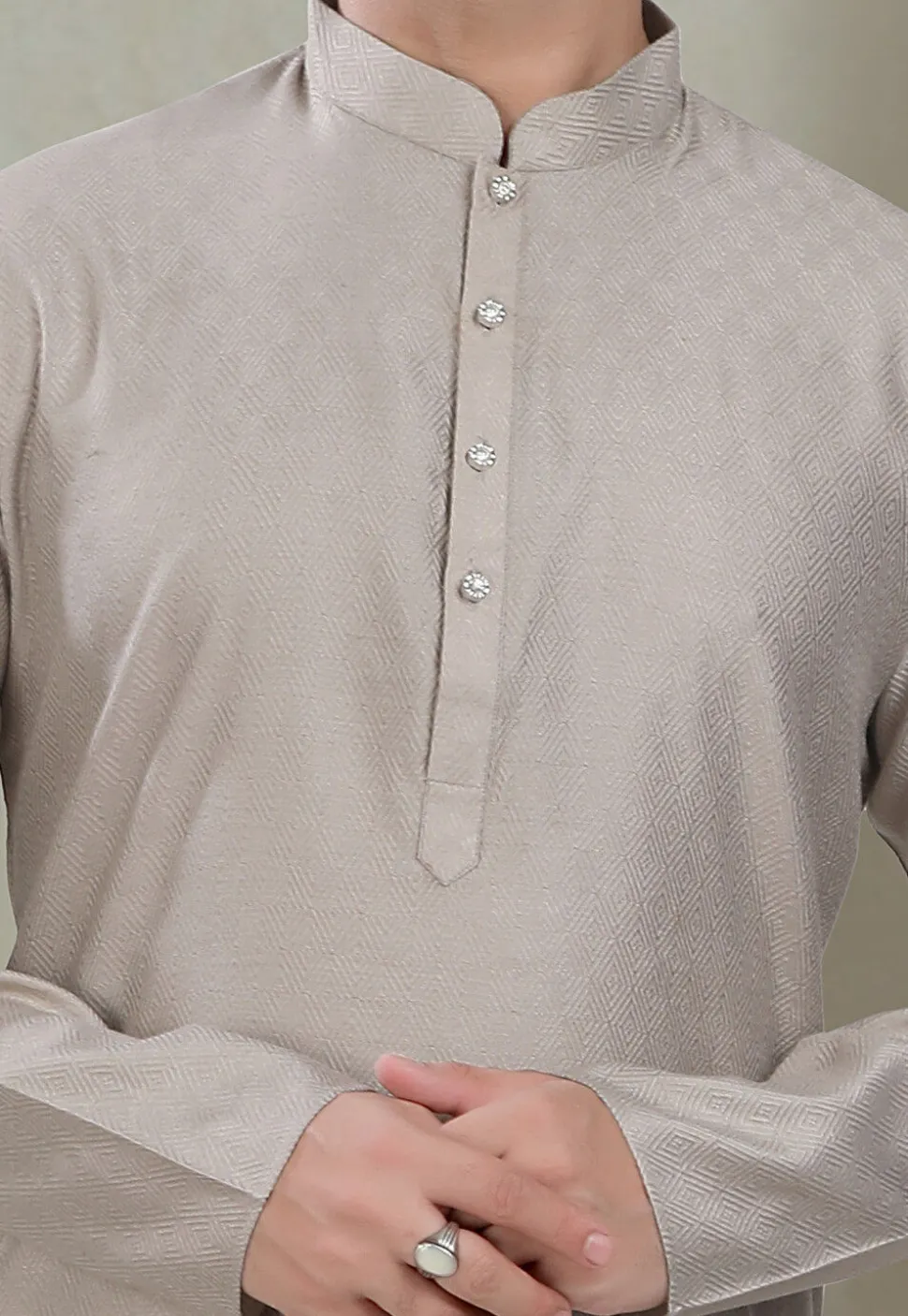 Digital Printed Cotton Kurta in Grey