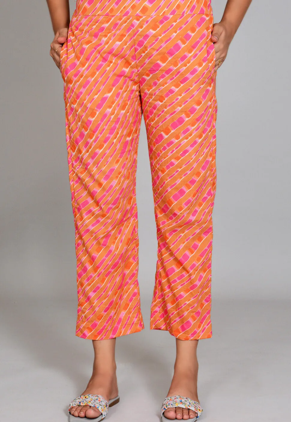 Digital Printed Cotton Pant in Orange